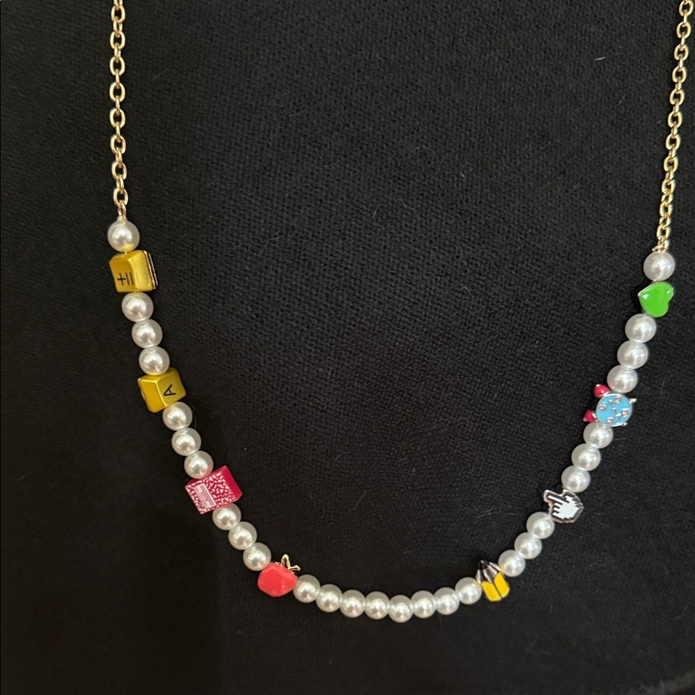 Betsey Johnson back to school  Charm Pearl Necklace NWT